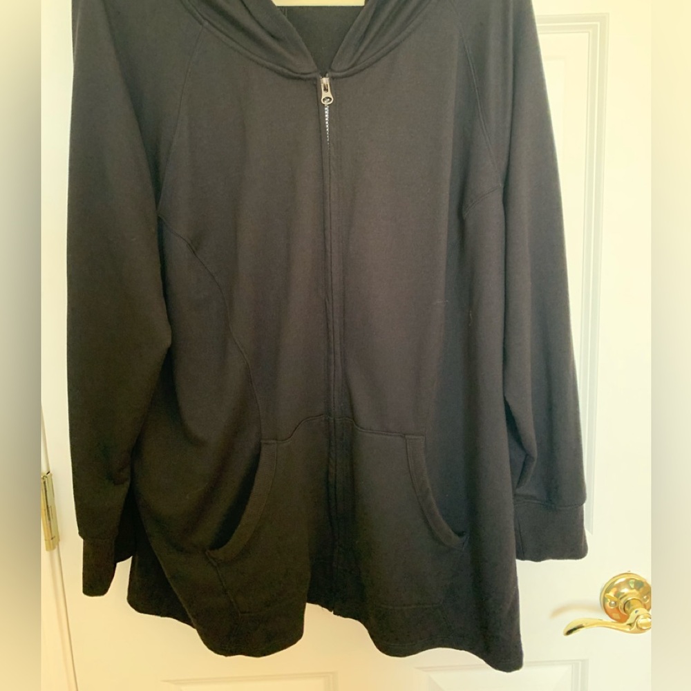 Black hooded lightweight jacket
